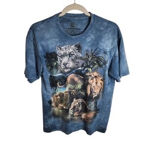 The Mountain 2011‎ Big Cats Jungle T-Shirt Adult Size Medium Blue Tie Dye